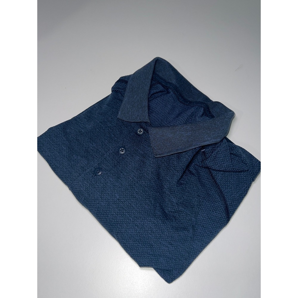 Lululemon Metal Vent Tech Polo Shirt Mens Large Navy Blue Heathered Golf Polo